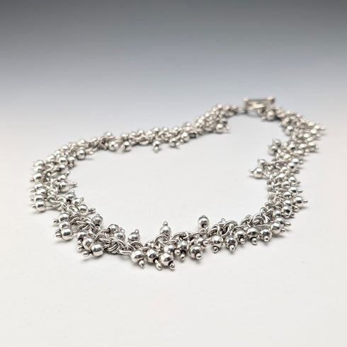 英國復古純銀串珠吊墜項鍊,52厘米,87克,HH