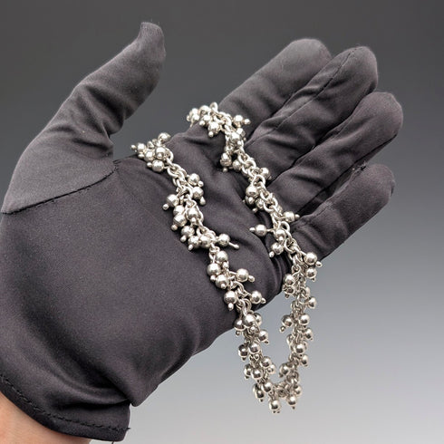 英國復古純銀串珠吊墜項鍊,52厘米,87克,HH