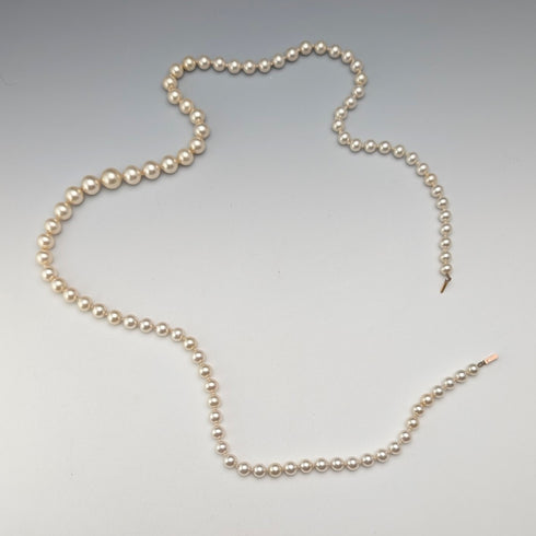 英國復古珍珠項鍊,70厘米,9ct金扣,帶盒子,Ciro
