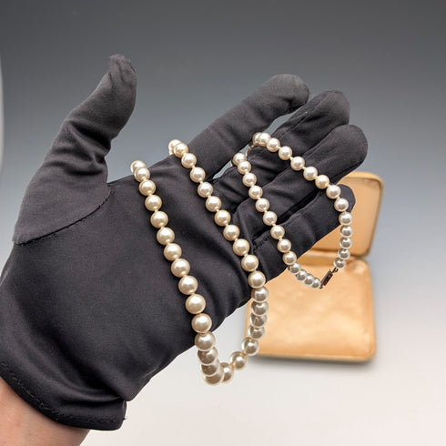 英國復古珍珠項鍊,70厘米,9ct金扣,帶盒子,Ciro