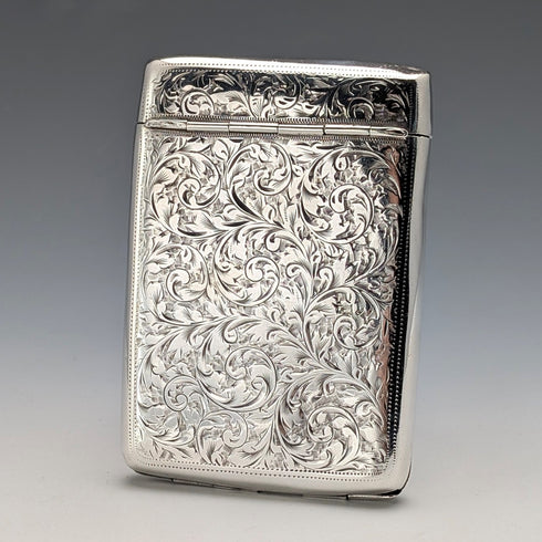 1902 British Antique Sterling Silver Cigarette Case, 75g, IJ Evens & Co.