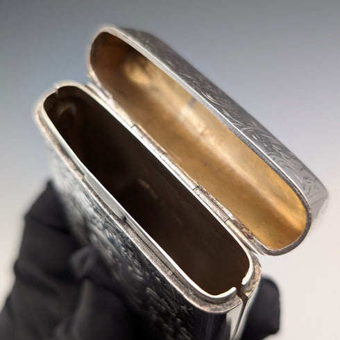 1902 British Antique Sterling Silver Cigarette Case, 75g, IJ Evens & Co.