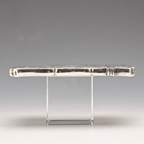 1900年 英国アンティーク スクロール彫刻 純銀製カードケース 71g George Unite