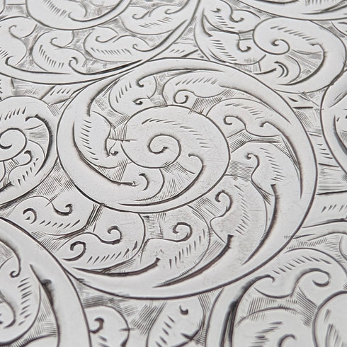 1900年 英国アンティーク スクロール彫刻 純銀製カードケース 71g George Unite