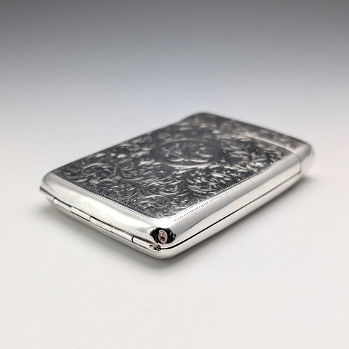1902 British Antique Sterling Silver Cigarette Case, 75g, IJ Evens & Co.