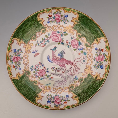 20世紀初英國明頓茶杯和茶碟,毒蛇紋,綠色