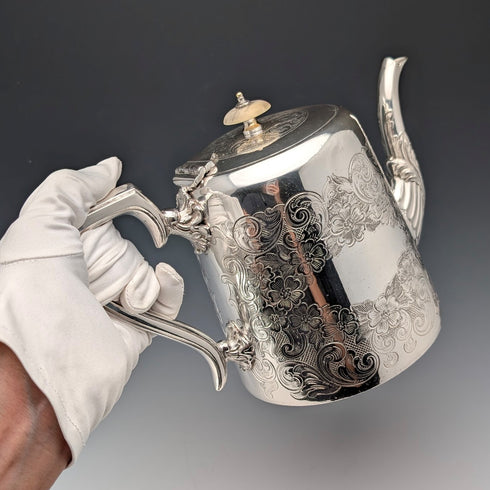 Circa 1905 British Antique Silver Plated Teapot by John Henry Potter