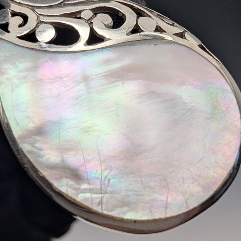 復古純銀珍珠母貝吊墜和項鍊