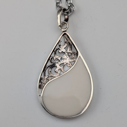 復古純銀珍珠母貝吊墜和項鍊