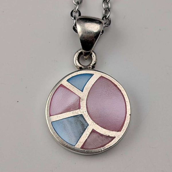 ヴィンテージ 純銀台座 2色マザーオブパール ペンダント ネックレス付