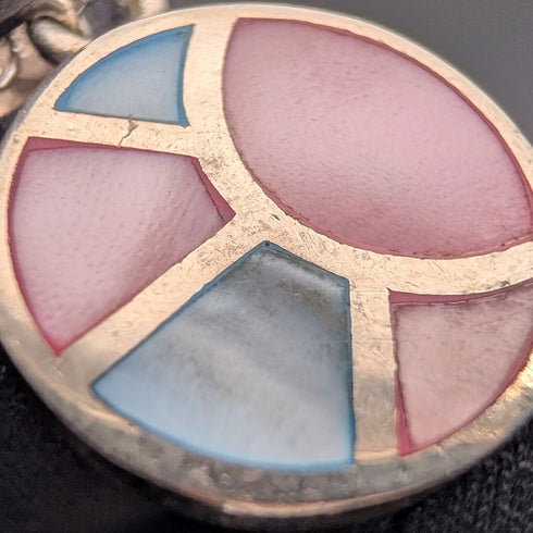 ヴィンテージ 純銀台座 2色マザーオブパール ペンダント ネックレス付