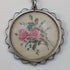 Vintage sterling silver hand-painted rose pendant with necklace