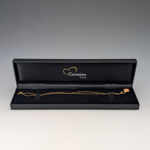 英國復古 9ct 金琺瑯魚形吊墜,搭配 9ct 金鍊和 Carissima 錶殼