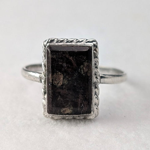 ヴィンテージ 純銀台座 ブラウンベース瑪瑙 シグネットリング 指輪(14号)