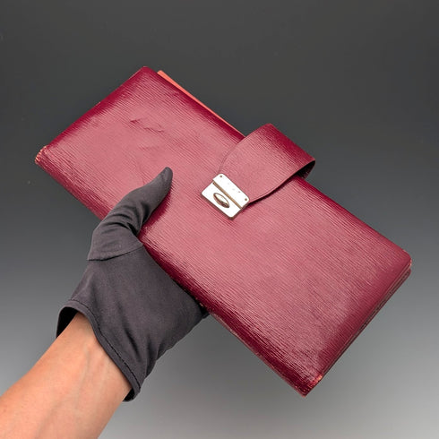 Vintage Burgundy Leather Glove & Handkerchief Case