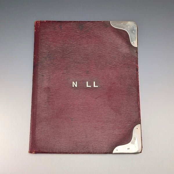 1904 British Antique Burgundy Leather File Holder by Arthur William Clare