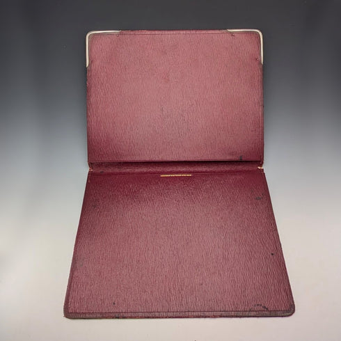 1904 British Antique Burgundy Leather File Holder by Arthur William Clare