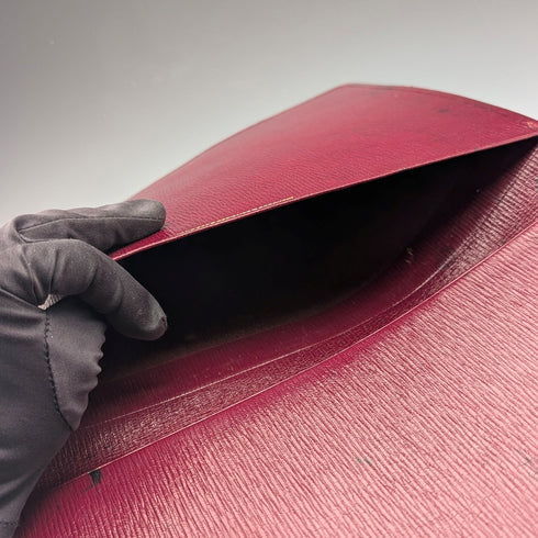 1904 British Antique Burgundy Leather File Holder by Arthur William Clare