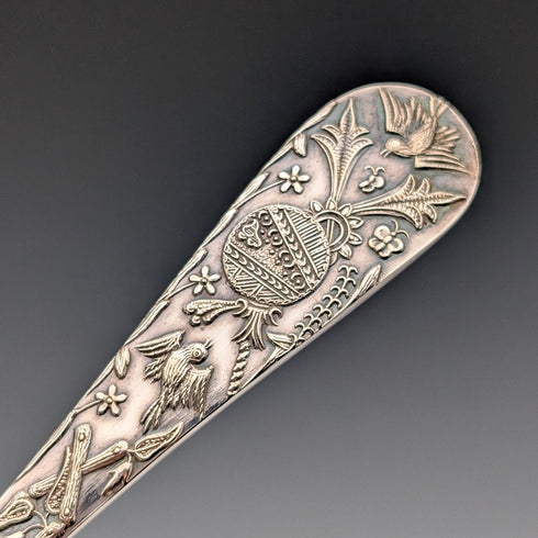 19 世紀 70 年代英國古董鍍銀黃油刀一對(帶盒)