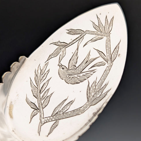 19世紀末英國古董珍珠母貝手柄鍍銀甜點餐具套裝(帶盒子)