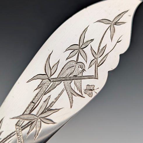 19世紀末英國古董珍珠母貝手柄鍍銀甜點餐具套裝(帶盒子)