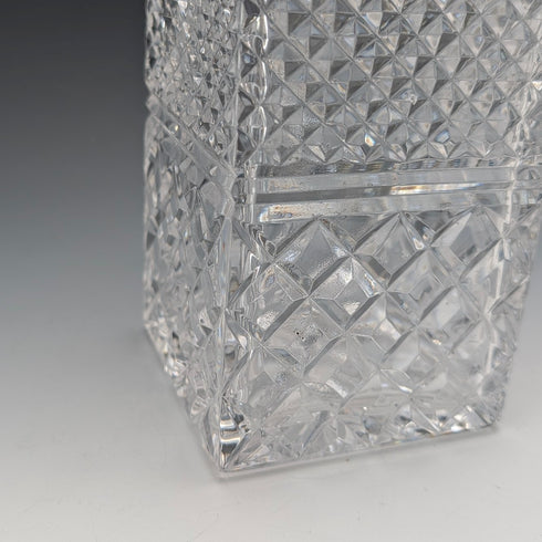 1983年 英国ヴィンテージ カットガラス 角型デキャンタ 純銀装飾 Garrard&Co