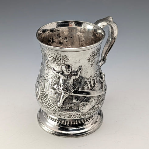 Mid-19th Century British Antique Silver Plate Mug