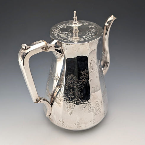 1853年 英国アンティーク シルバープレート製 コーヒーポット Thomas Bradbury & Sons