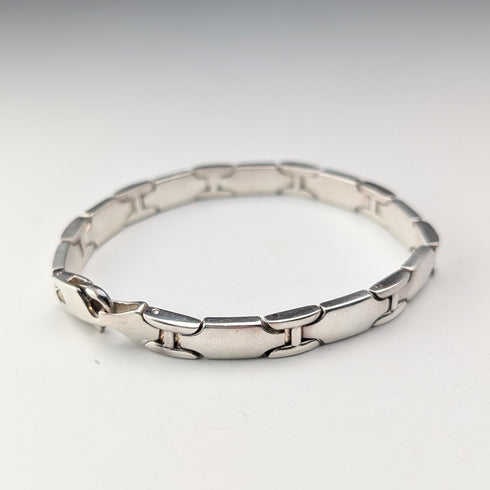 British Vintage Sterling Silver Panel Link Bracelet, 32g, WSG