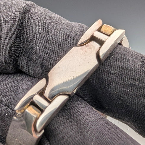 British Vintage Sterling Silver Panel Link Bracelet, 32g, WSG