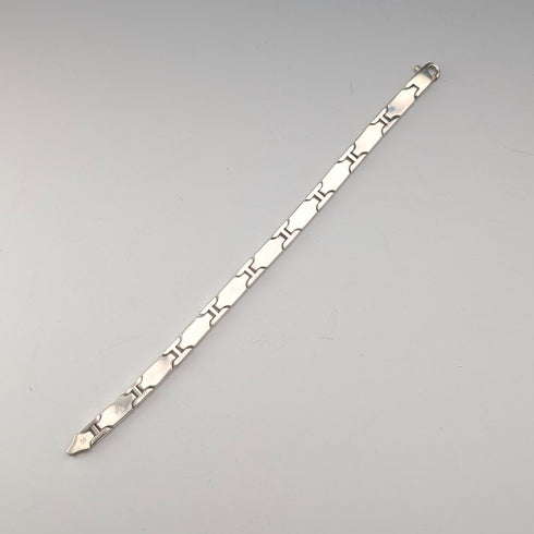 British Vintage Sterling Silver Panel Link Bracelet, 32g, WSG