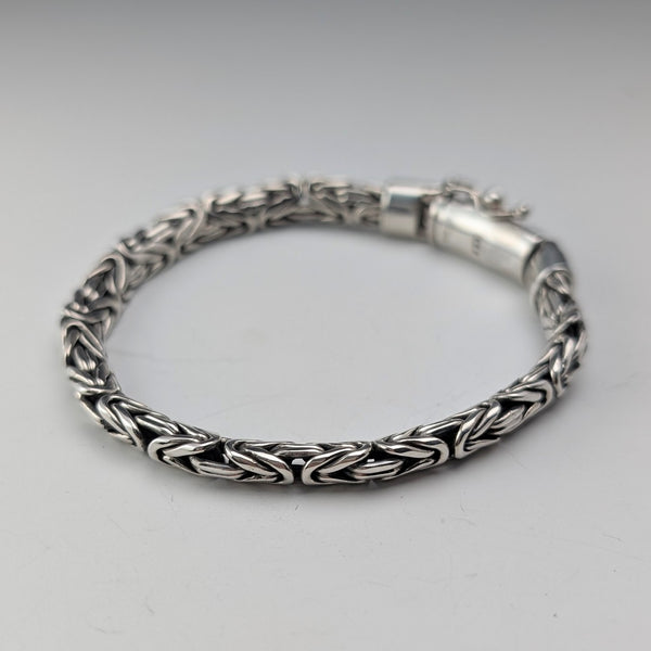 Vintage Sterling Silver Byzantine Chain Bracelet, 32g, TJC