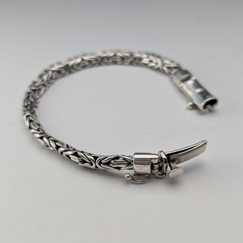 Vintage Sterling Silver Byzantine Chain Bracelet, 32g, TJC