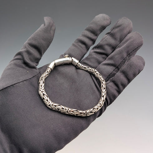Vintage Sterling Silver Byzantine Chain Bracelet, 32g, TJC