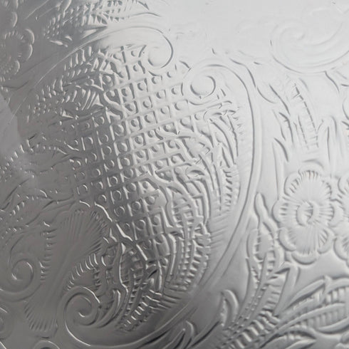 Vintage British silver-plated round tray, 21cm diameter, Cavalier, unopened