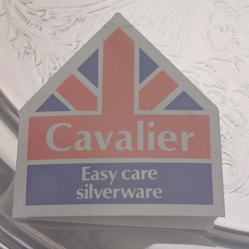 Vintage British silver-plated round tray, 21cm diameter, Cavalier, unopened