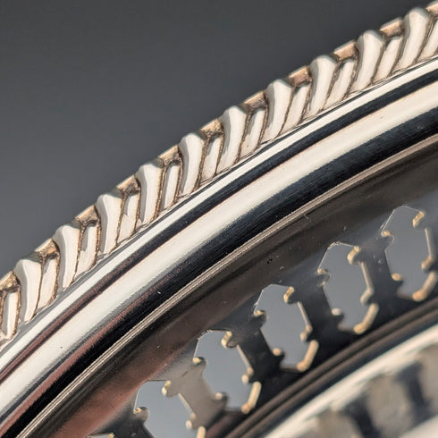 Vintage British silver-plated gallery tray, 23cm diameter, Reader's Digest, boxed