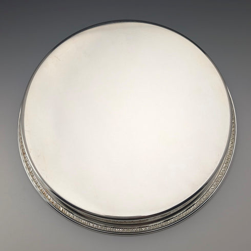 Vintage British silver-plated gallery tray, 23cm diameter, Reader's Digest, boxed