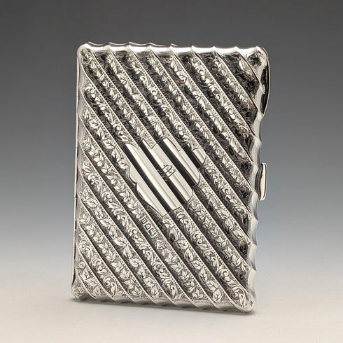 1903 British Antique Sterling Silver Double-Opening Card Case, 111g, Horace Woodward