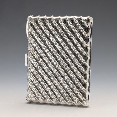 1903 British Antique Sterling Silver Double-Opening Card Case, 111g, Horace Woodward