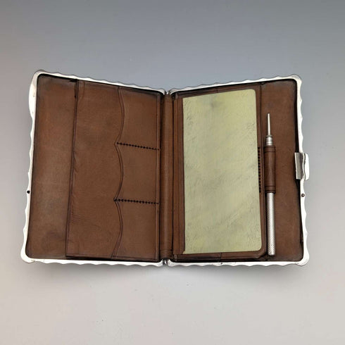 1903 British Antique Sterling Silver Double-Opening Card Case, 111g, Horace Woodward