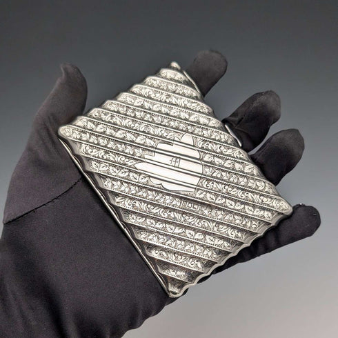 1903 British Antique Sterling Silver Double-Opening Card Case, 111g, Horace Woodward