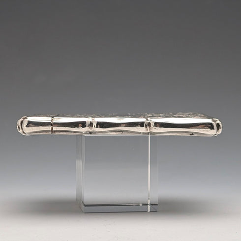 1901 British Antique Relief Sterling Silver Card Case, 70g, Colen Hewer, Cheshire