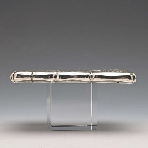 1901 British Antique Relief Sterling Silver Card Case, 70g, Colen Hewer, Cheshire