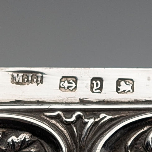1898 British Antique Relief Sterling Silver Card Case, 69g, by Matthew John Jessop