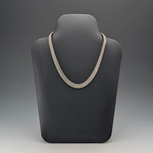 ヴィンテージ 純銀製 フラットスネークチェーン ネックレス45cm 54g