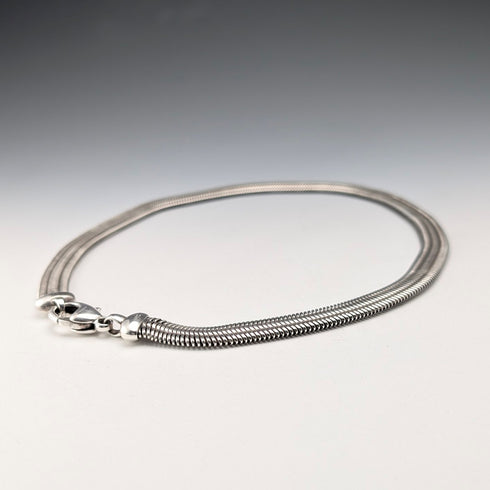 ヴィンテージ 純銀製 フラットスネークチェーン ネックレス45cm 54g