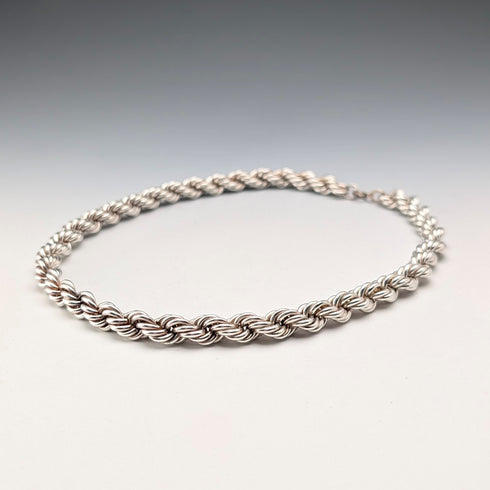 英国ヴィンテージ 純銀製 極太ツイストチェーン ネックレス42cm 37.9g DN