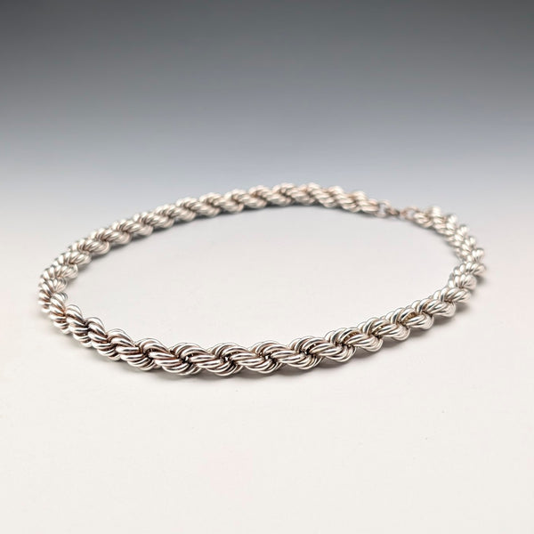 British Vintage Sterling Silver Extra Thick Twisted Chain Necklace 42cm 37.9g DN