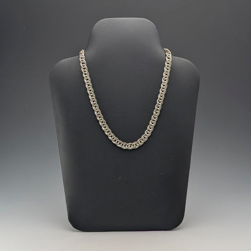 British Vintage Sterling Silver Double Curb Chain Necklace 45cm 50g BJB